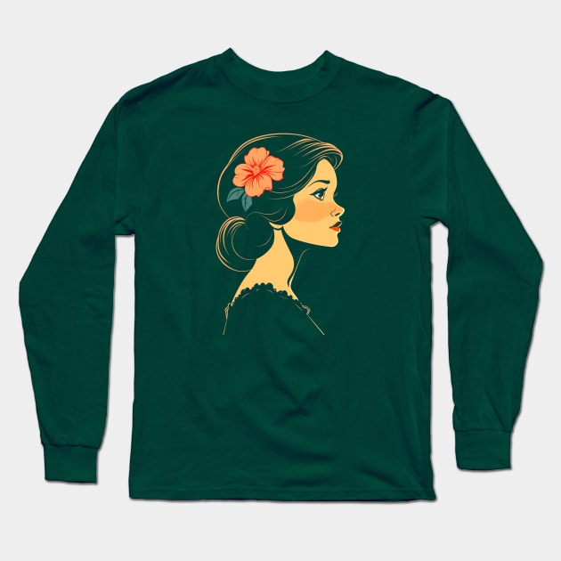 Beautiful Woman With a Flower In Her Hair #1 Long Sleeve T-Shirt by Butterfly Venom